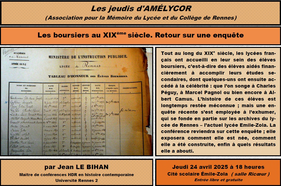 Les boursiers au XIXe siècle . Retour sur une enquête