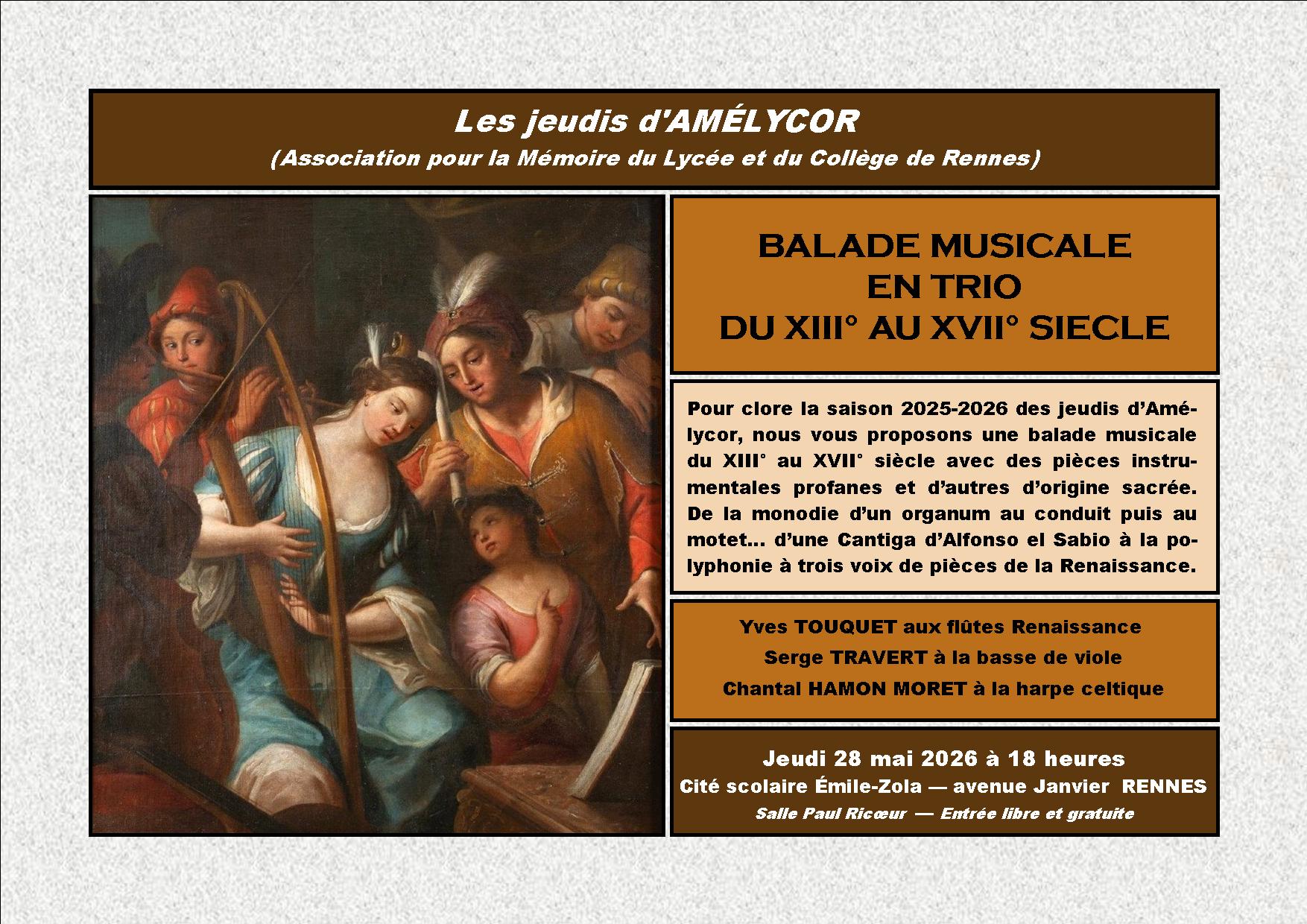Balade musicale en trio du XIIIe au XVIIe siècle